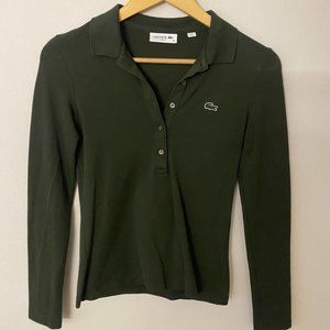 Lacoste Olive Green LS Polo - 32 (XS)